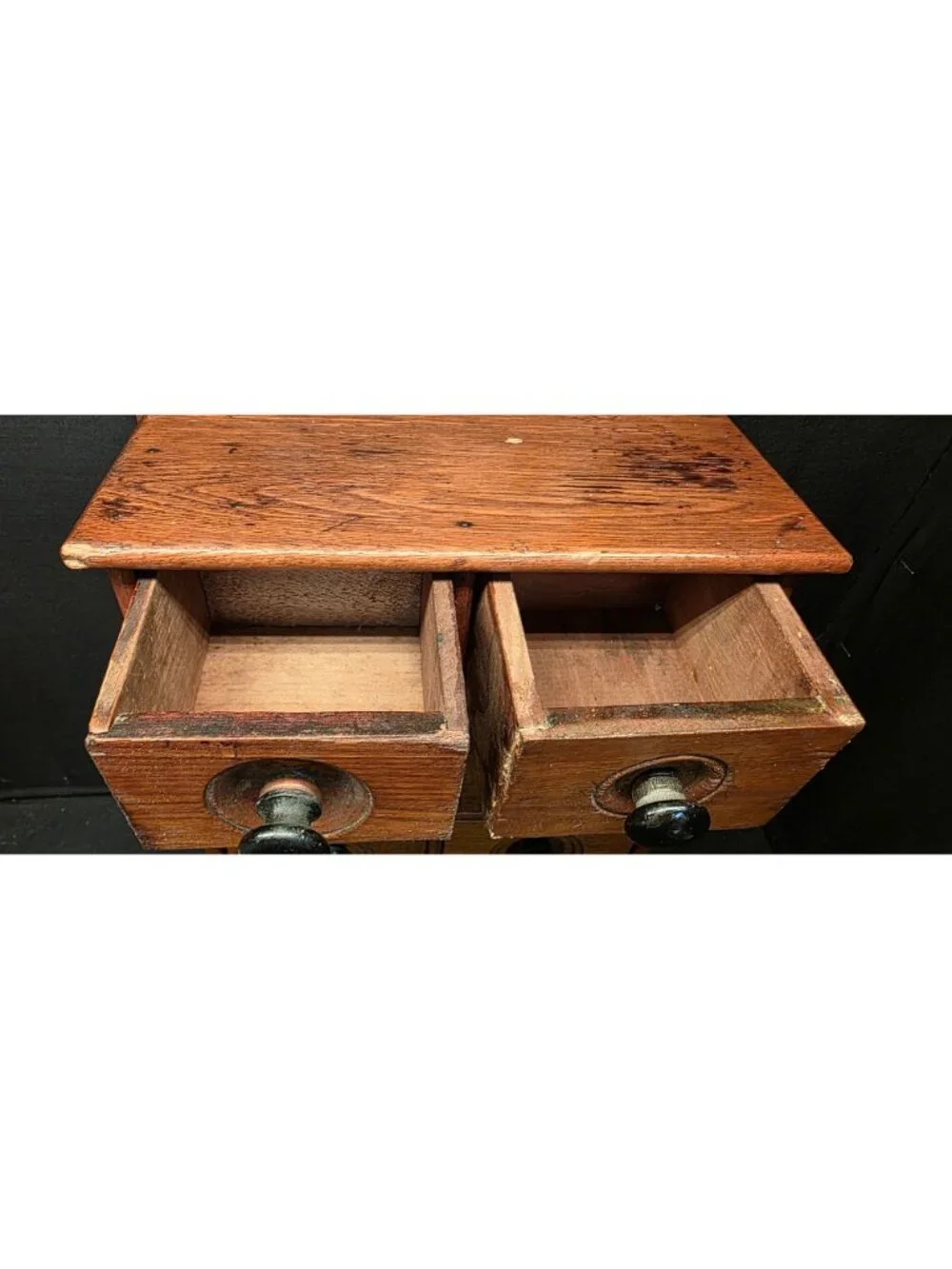 Antique Wood Spice Chest 8 Drawer Apothecary Cabinet Primitive Wall or Tabletop